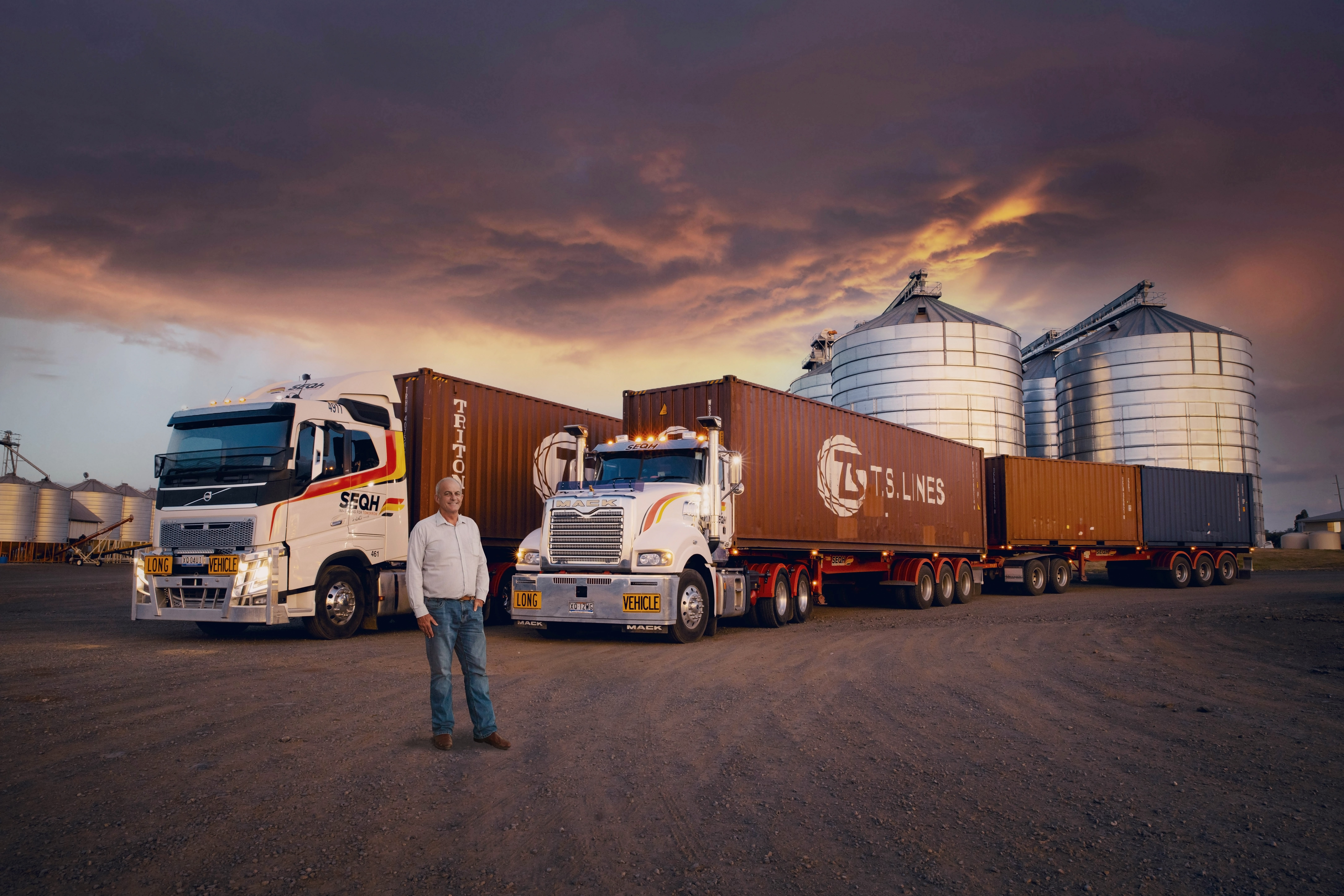 Brett Plummer SEQH with two A Triples Trucks